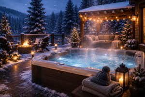 Winter hot tubbing